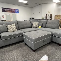 Light Grey Sofa sectional W/storage ottoman