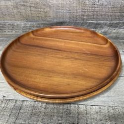 Vintage Koa Wood Platter Plates Set of 2 