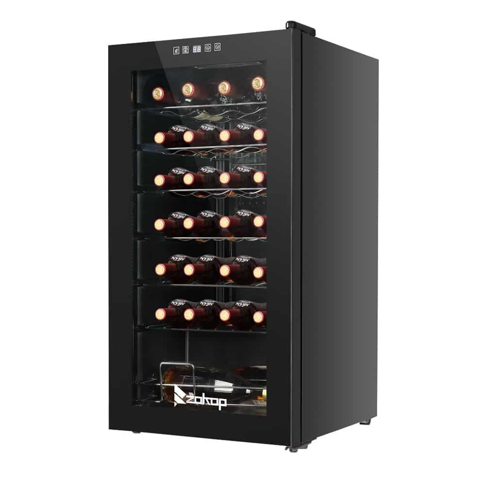 ZOKOP AC 115V /60Hz 1.8Cu.Ft/2.8Cu.Ft Compressor Wine Cabinet Wine Rack Black - 34-Bottle