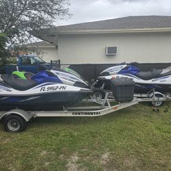 2  Kawasaki Jetskis 2013 With  Double Trailer And Covers....