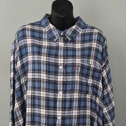 Levi's Lightweight Flannel Blue Plaid Shirt Women Plus Size 2X Relaxed Fit