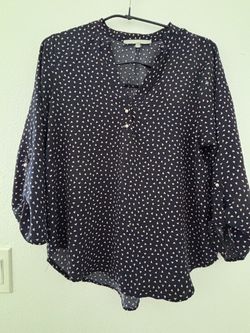 Navy Blue Triangle Print Blouse