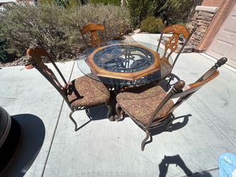 5-Piece Glass & Wrought Iron Dining Set