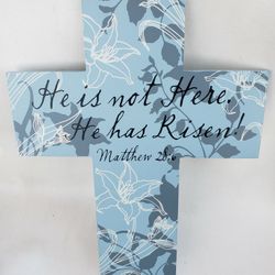EASTER HOME DECOR SCRIPTURE BLUE CROSS