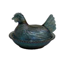 Carnival Glass Hen on Nest Dish
