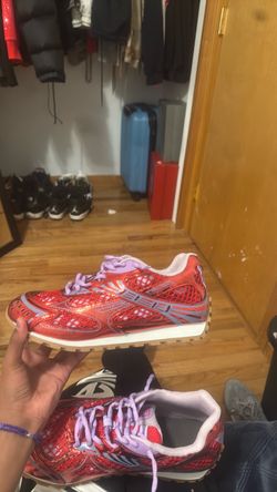 Red and Purple Mesh Lace-Up Sneakers