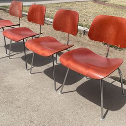 Set of 4 Mid Century Modern Authentic Eames Herman Miller DCM Chairs