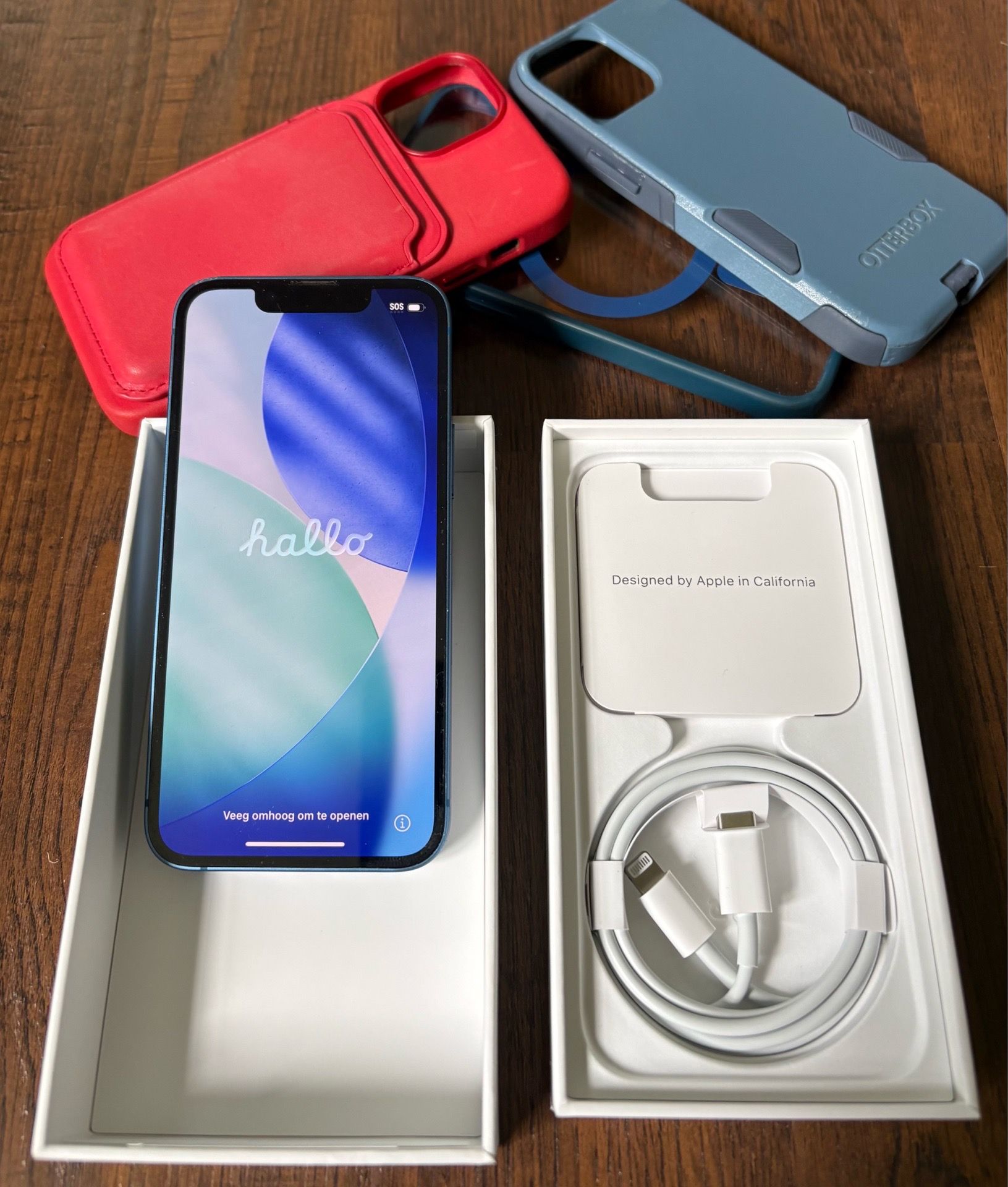 iPhone 13 mini: blue, unlocked for any carrier, cases