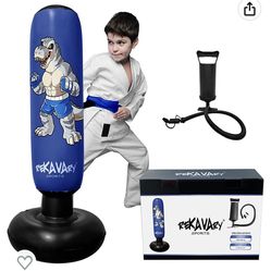 Dinosaur Kids Punching Bag Kit with Pump and Repair Kit - 5' 3" Inflatable Punching Bag Kit with Pump and Repair Kit T-rex