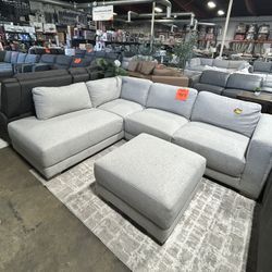 Fabric Sectional In Light Grey! 