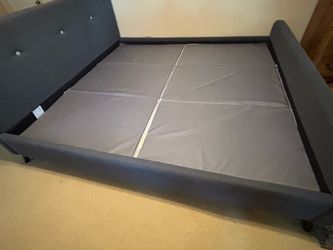 King bed frame solid wood and fabric