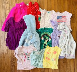 12 Pack: Assorted 4T Girl's Tops & Shirts; Multiple Types, Sleeve Lengths, Brands, Colors, Patterns, & Designs