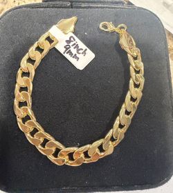 14k Gold plated  Cuban Link Chain Bracelet 8 Inch 9mm