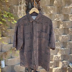 Jamaica Jaxx Hawaiian Brown Pineapple Palm Tree Button up shirt