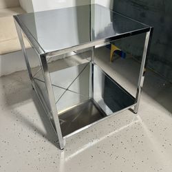 Chrome End Table /Nightstand - Set Of 2