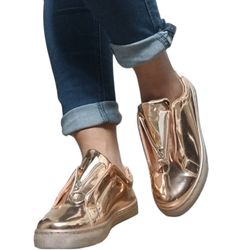 Qupid Gold Metallic Sneakers Shoes Womens 6.5