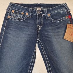 True Religion Billy Big T Jeans 32 Straight Bootcut Thick Stitch USA