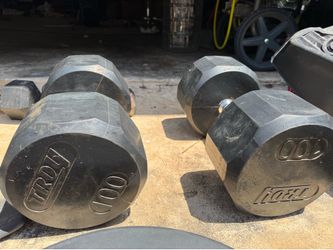 Heavy Dumbbell Set 100lb&80lb+ Olympic Plates & EZ Curl Bar