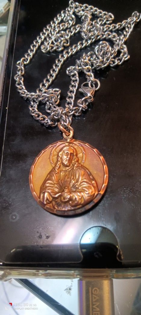 Mexican Gold Medallion Of Jesus Christ And The Holy Family