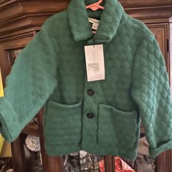 Burberry Childrens Bottle Green Soft Wool Jacket 6T NWT