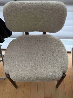 Boucle Dining Chair with Wood Legs