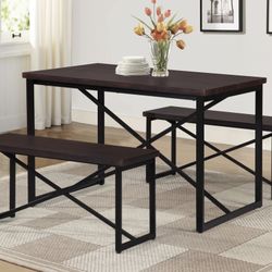 NATURAL 3PC Metal Dining Room SET