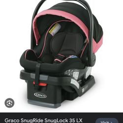 Black And Pink Graco Infant Car Seat And Base