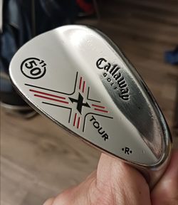 Golf Club Right-Handed Callaway X Tour Forged Chrome 50* Gap Wedge Steel Wedge Flex Jumbo Lamkin Grip