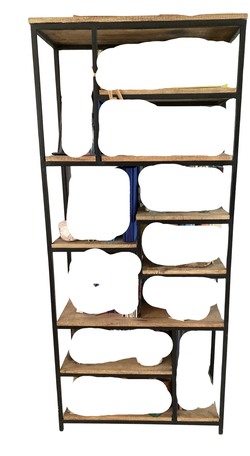 RUSTIC TALL SHELF LIKE NEW WOOD & METAL