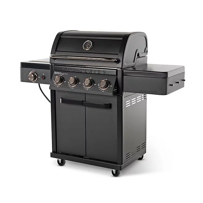 Member's Mark Pro Series 4-Burner Gas Grill ADO :SMC-20004 Brand New .Price is Firm. Description : With a sleek matte black aesthetic and black nickel