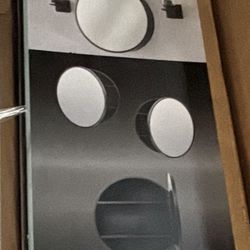 Glacier Bay 23.6 in. W x 23.6 in. H Round Matte Black Medicine Cabinet with Mirror