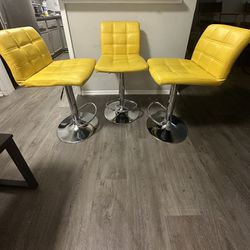 Yellow Leather Bar stool 