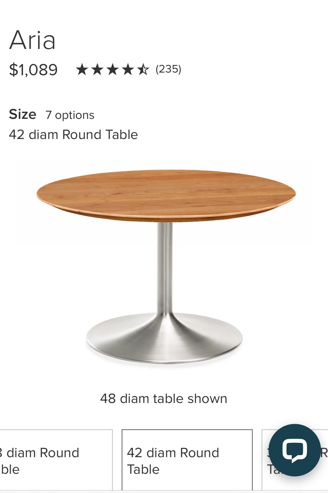 Room And Board Aria Table 42 Inches