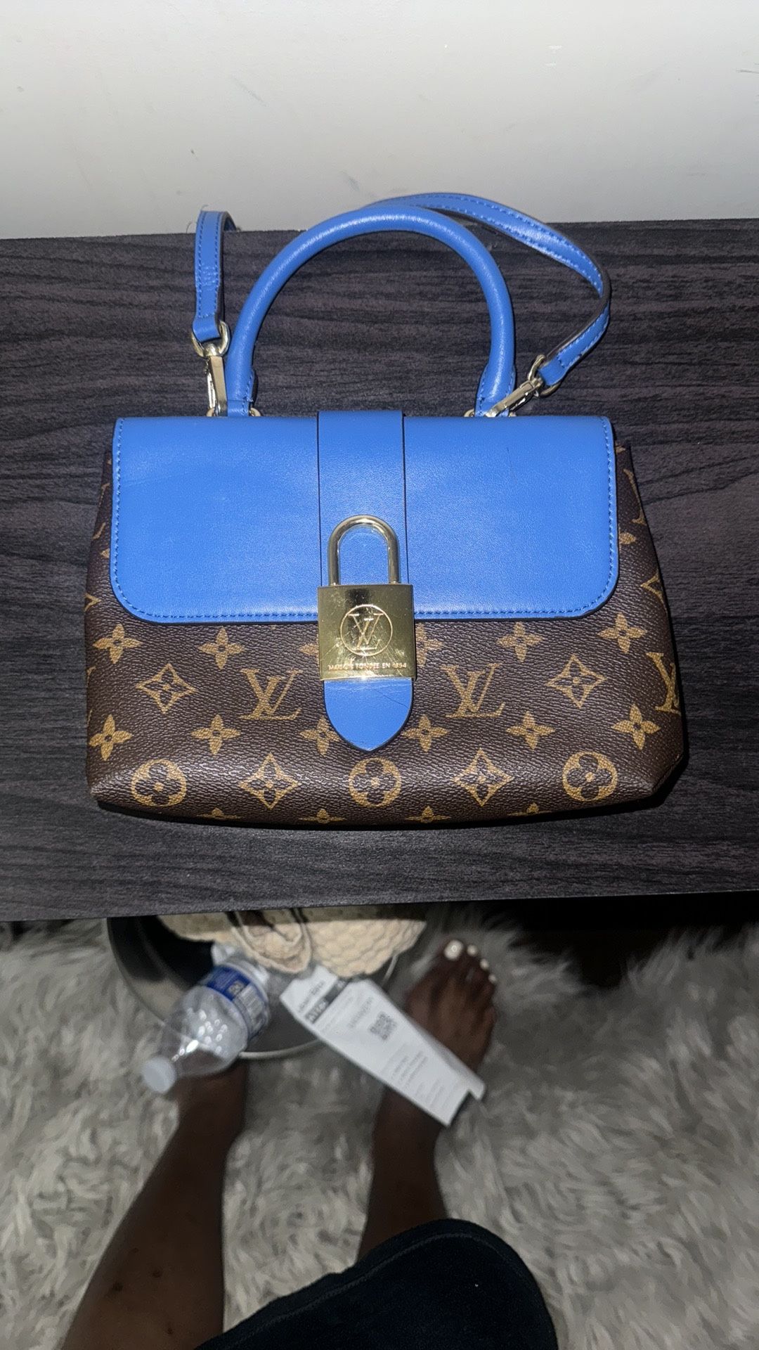 Authentic Louis Vuitton Locky BB Monogram & Blue Leather Satchel