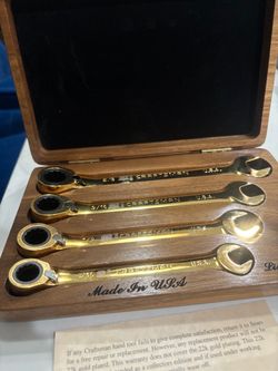 🤩Craftsman 👨🏻‍🔧22k Gold-Plated 👩‍🔧Ratchet Wrench Set USA