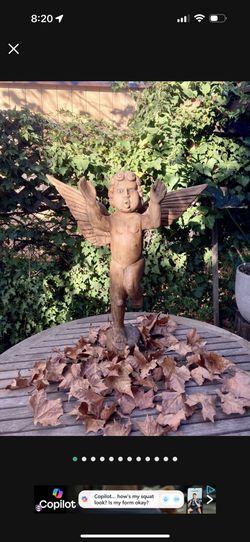 Vintage Hand Carved Wooden Angel