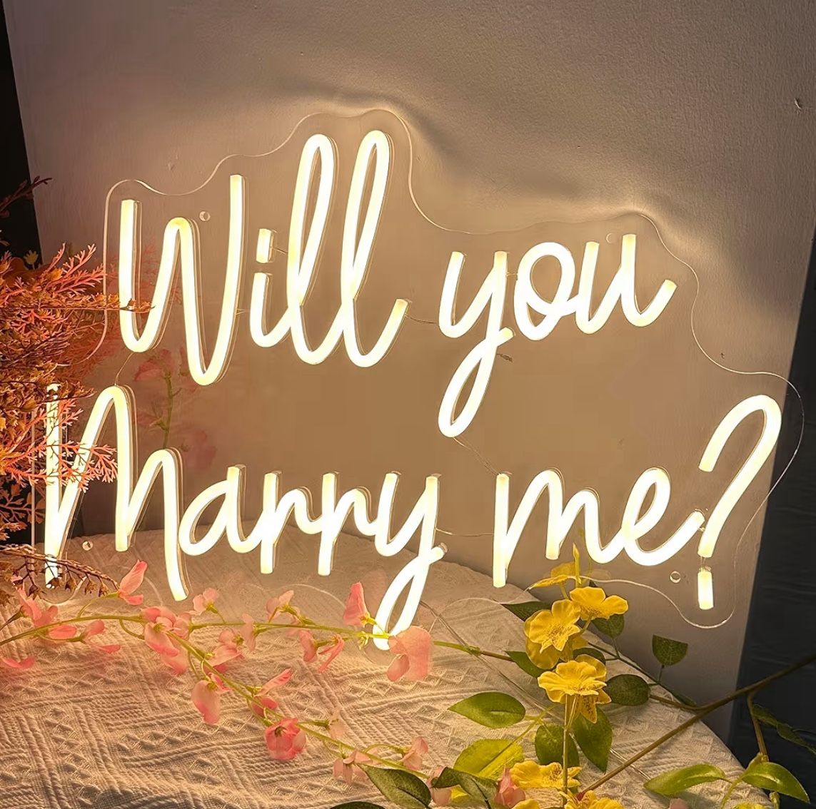 Will You Marry Me Neon Sign Large for Proposal Wedding, Dimmable