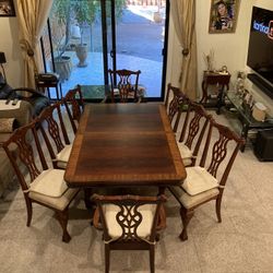 Walnut, Brown, Dining Room, Table, 8 Chairs 