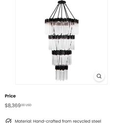NEW IN BOX VARALUX/ MATRIX COLLECTION. 30 LIGHT CHANDELIER. MATTE BLACK-FRENCH GOLD 40”-w 95”t -40”d 