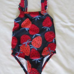 New Baby Girls 9 Months Strawberry Print Swimsuit, Carter's