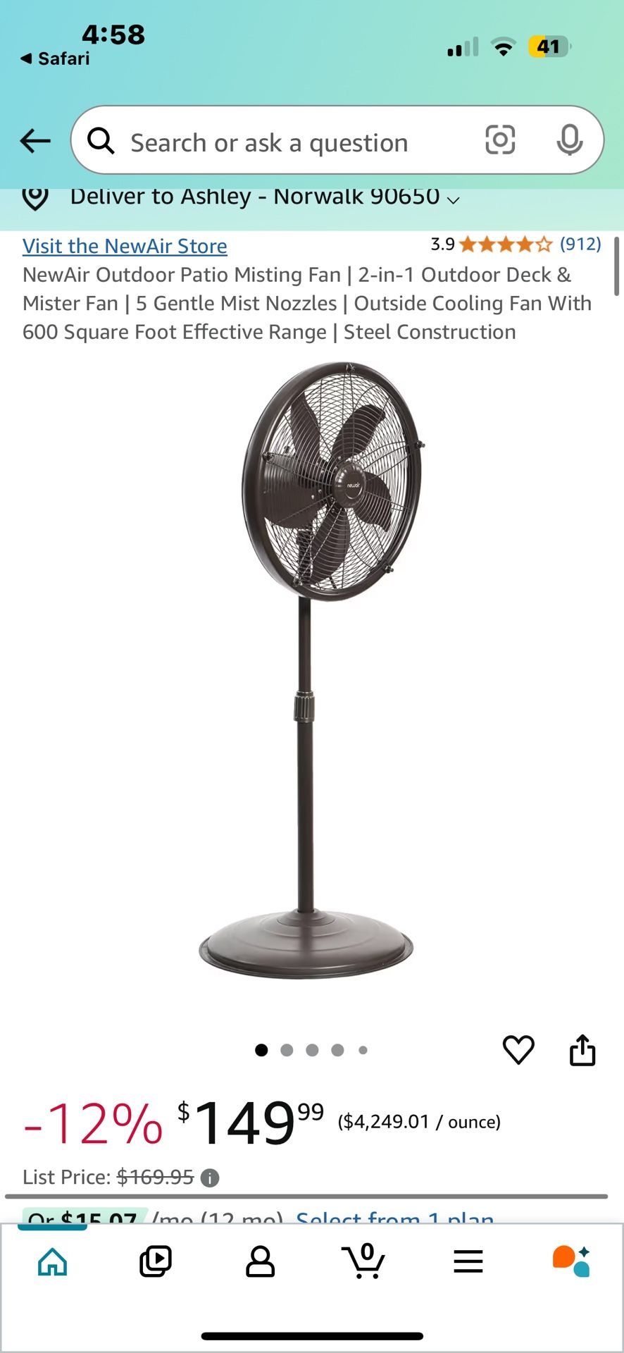 NewAir Outdoor Patio Misting Fan in Outdoor Deck Mister Fan