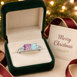 Blue Opal & Tanzanite CZ Heart Ring – .925 Sterling Silver – Size 7 R-9