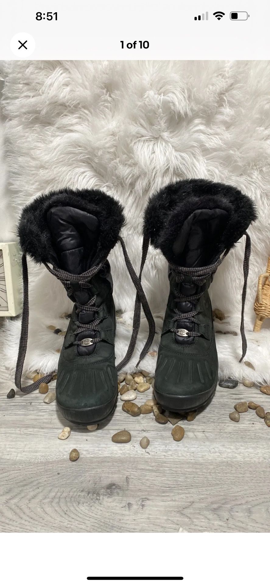 Timberland Women's Mt. Holly Winter Snow/Duck Boots Black Suede 8 M