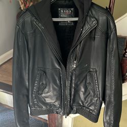 Mens Leather Jacket With Hoodie