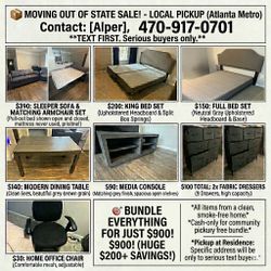 Like New Sofa + TV Stand + Home Furniture Bundle - $900