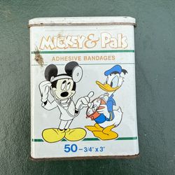 Vintage Disney metal Mickey and Pals Band-Aid box
