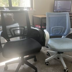 Two Office Chairs - Blue and Black 