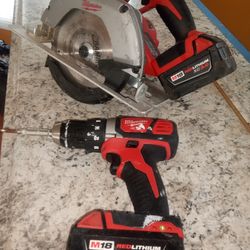Milwaukee Drill n Saw (2) Batteries 