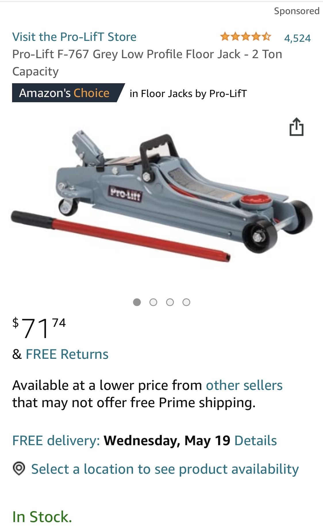 Set of 2 Pro-Lift F-767 Grey Low Profile Floor Jack - 2 Ton Capacity