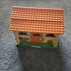 VINTAGE "DORA" POP UP HOUSE W/FAMILY, FRIENDS, INDOOR/OUTDOOR FURNITURE & CARRYING BAG